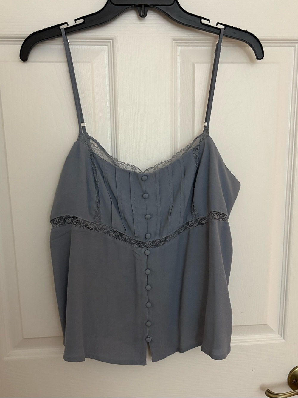 wild fable Lace-Trim Button Front Cami in Slate Gray